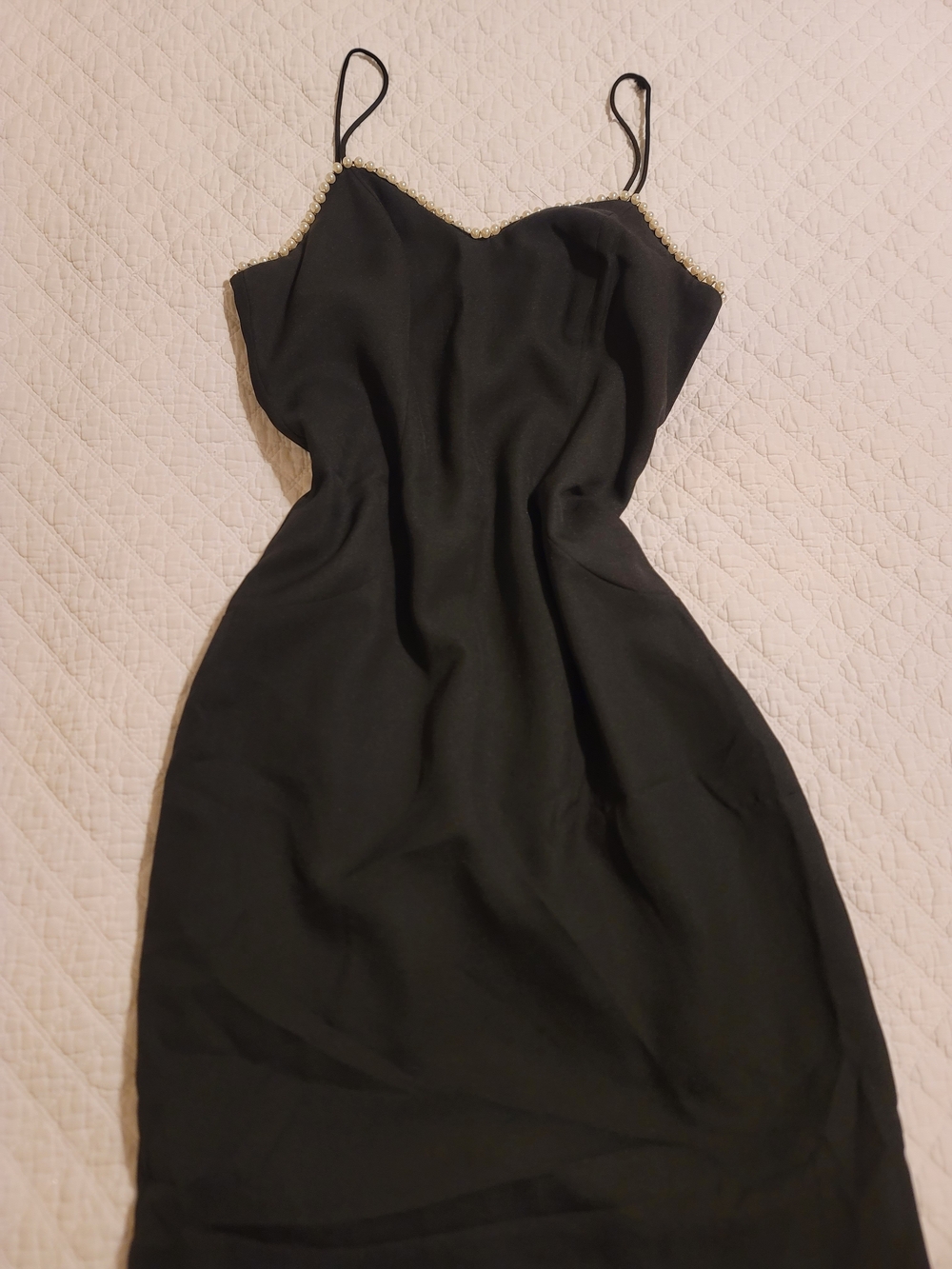Alex Evenings Black Slip Dress with Beaded Trim